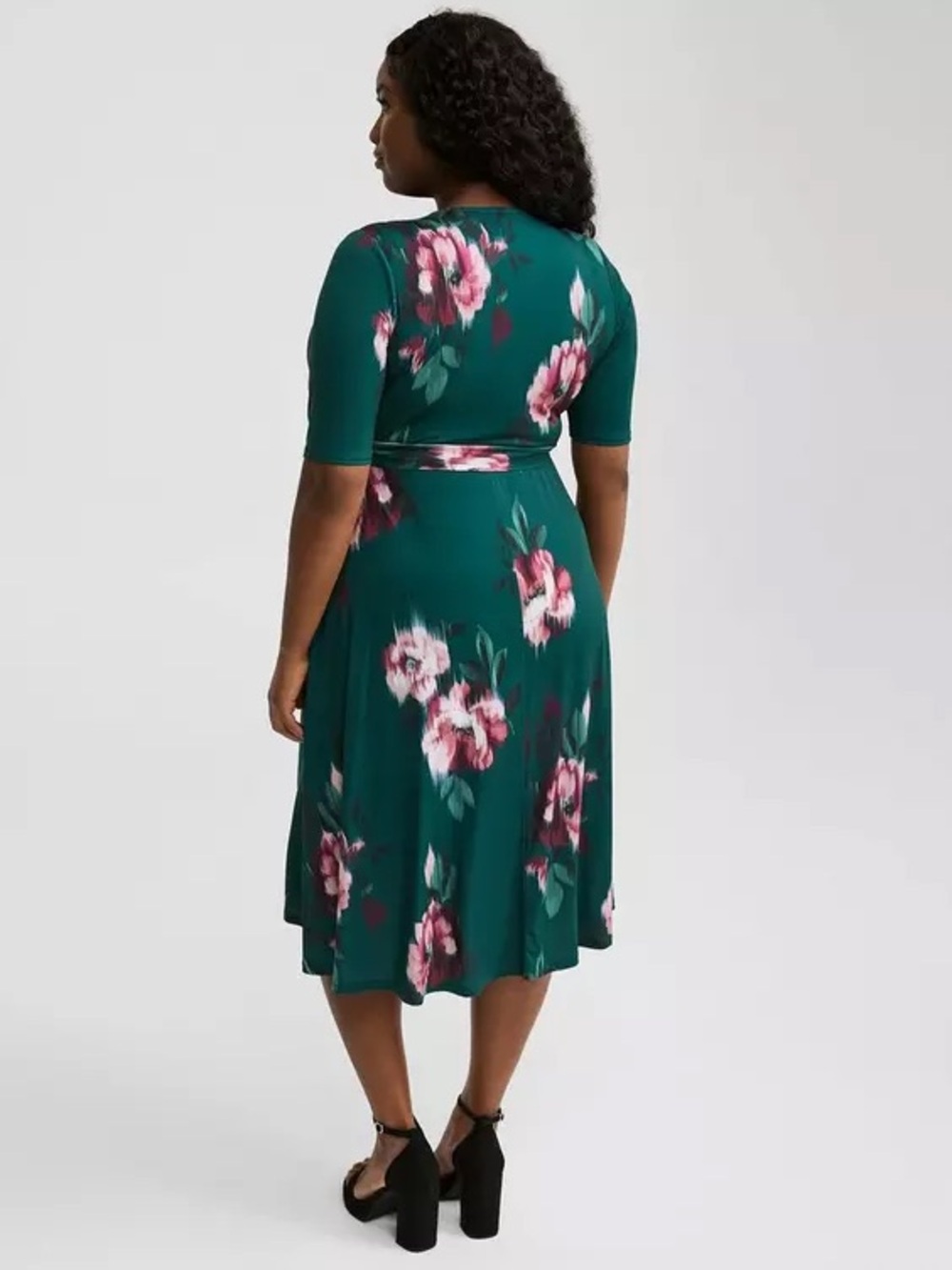 Torrid Surplice Wrap Midi Dress. Floral Print Size 1 - Picture 10 of 12